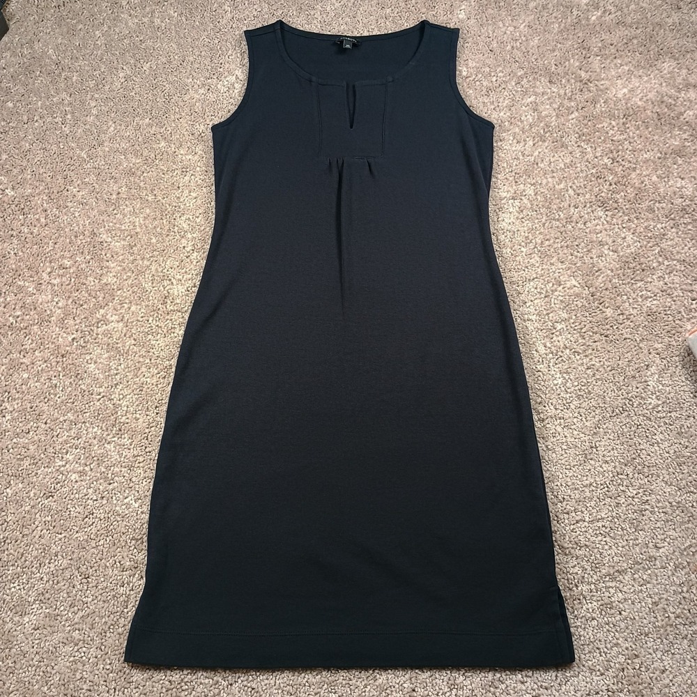 Talbots Black Sleeveless Cotton Dress Knee Notch Size Xs